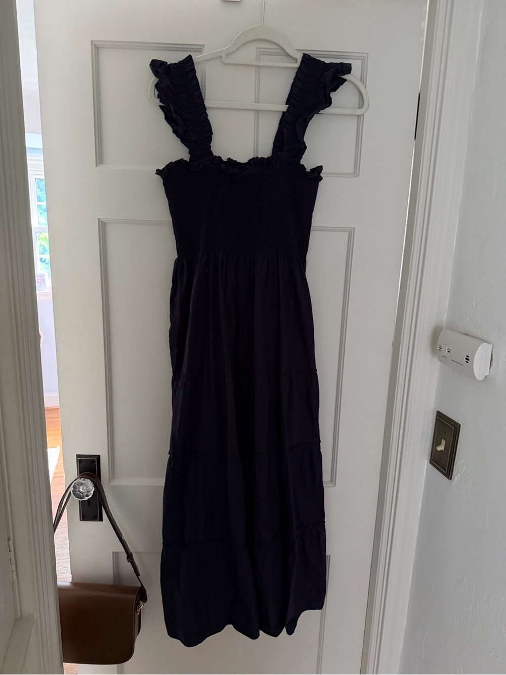 Quince Nap Dress Ruffled Strap Smocked Midi Dress